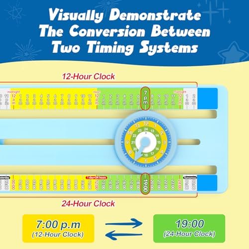Broytain Teaching Clock with Dual Dials - 12/24 Hour Analog Clock for Kids Age 5–12, Math Manipulatives for Grade 1–2, Telling Time & Elapsed Time Learning Toy, Classroom & Homeschool Supplies - Image 4