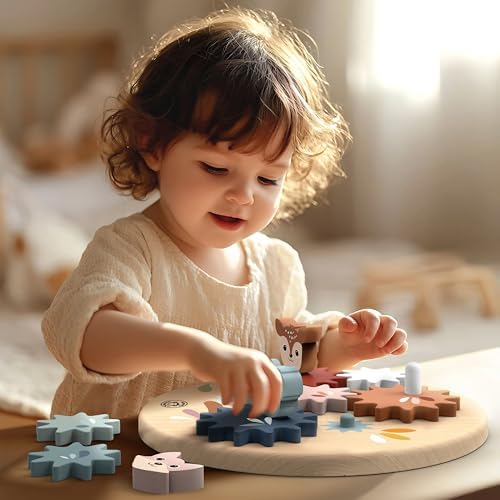 SPEEDY MONKEY Wooden Spin Gear Board | Toddler Spinning Gears Toy Playset - Image 2