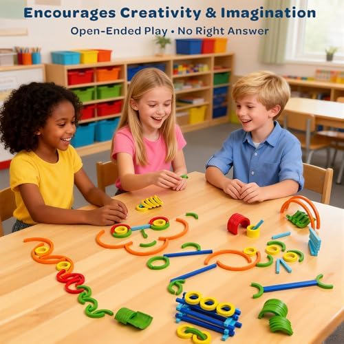 Montessori Smart Sticks Learning Set with Rings and Challenge Cards, 120PCS Creative Building Kit, STEM Toys for 3 4 5 Year Old Kids, Preschool Montessori Learning Activities - Image 5