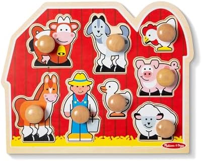 Melissa & Doug Farm Animals Jumbo Knob Wooden Peg Puzzle by Unknown