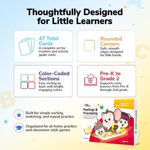 ABCmouse Emotion Cards for Kids Ages 3 to 8, 47 Feelings & Friendship Flashcards to Manage Big Emotions with Coping Strategies and Social Skills, Social-Emotional Learning Series - Image 3
