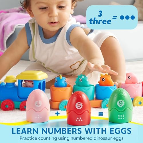 Play-Act Learning Toys for 1 2 3 Years Old, Counting, Matching & Sorting Montessori Learning Dinosaur Train Including 9 Dinosaurs, Birthday Gift for Baby Boys Girls - Image 4