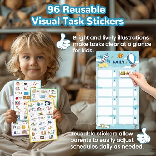 JJPRO Magnetic Bedtime/Morning/Daily Routine Chart for Kids with Reward Jar-Bedtime Checklist Toddler Reward Jar,Magnetic Chore Chart for Kids,Daily Routine Reward Chart -Outer Space - Image 4