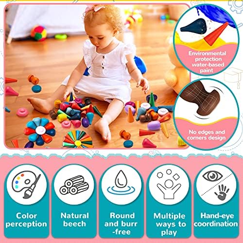 Chivao Loose Parts Play Materials Set, Wooden Mandala Toys Kit,162 Pcs - Image 3