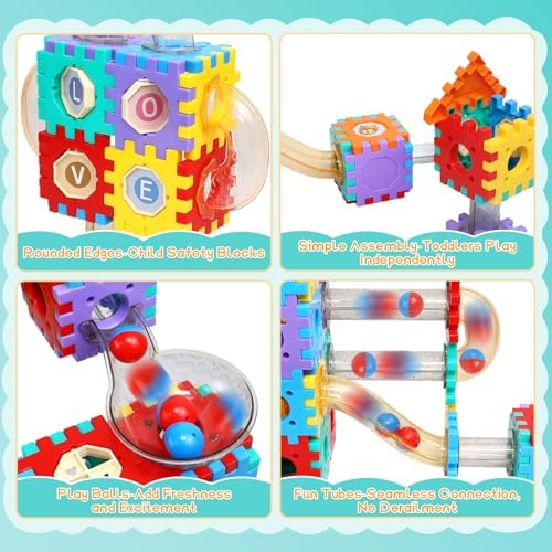 AOSITE 234 PCS STEM Marble Run Building Learning Toy Kid Gift Construction Race Track Marbles Run Building Block for 4 5 6 7 8 9 10 11 12Years, Creative Marble Run Games Boy Girl Birthday Xmas Present - Image 4
