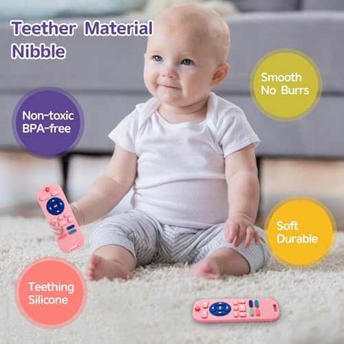 Hooku Silicone Teething Toys for Babies 0-6 Months, Teethers for Babies 6-12 Months, Remote Teether for Baby, Sensory Toys for Babies, Baby Chew Toys - Image 3