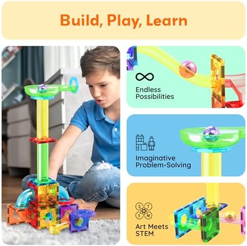 PicassoTiles Marbles for Magnetic Block Tiles Race Track Building Maze Set - Image 4