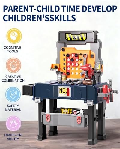 Deejoy Kids Tool Bench with Electric Drill and Engineer Vest - Image 6