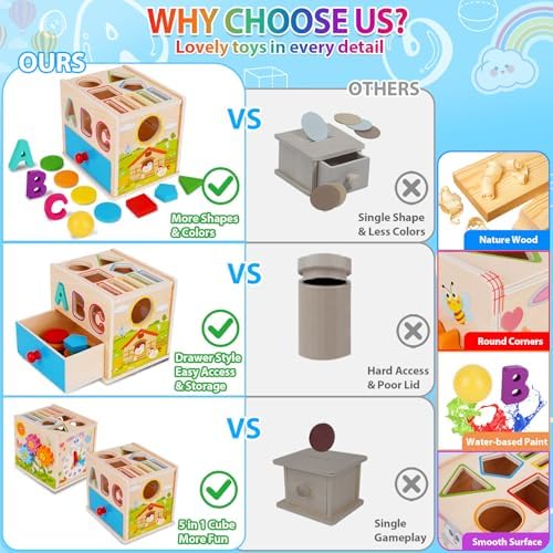 FCSONU Montessori Shape Sorters & Fine Motor Skills Toys for Toddlers 1-3 - Image 4