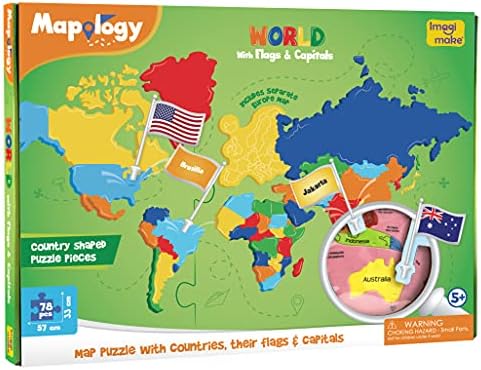 Imagimake Mapology World Map Puzzle - Includes Country Flags & Capitals | Fun Jigsaw Puzzle Kids Ages 5-8 | Educational Toys for Ages 8-13 | Geography Gifts for Girls & Boys 5, 6, 7, 8, 9, 10, 11, 12 - Image 2