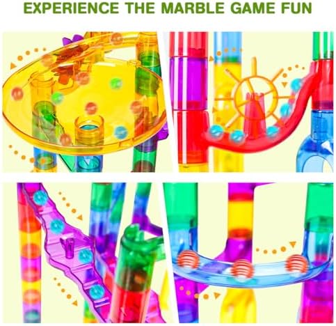 Meland Marble Run - 132Pcs Marble Maze Game Building Toy for Kid, Marble Track Race Set & STEM Learning Toys for Boy Girl Age 3 4 5 6 7 8 9+ (102 Translucent Marbulous Pcs & 30 Glass Marbles) - Image 3