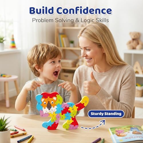 LovesTown Puzzle for Kids, Wooden, 3D Lion Shape - Image 6