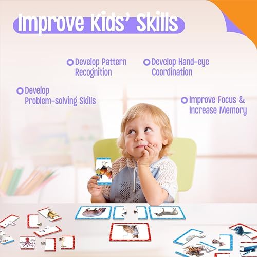 48 Animal Matching Puzzles with Error-Correction, 3-Piece Self-Correcting Puzzle Matching Game Educational Learning Activities for Toddlers, Animal-Themed Learning Games Toys for 3 Years Old - Image 6