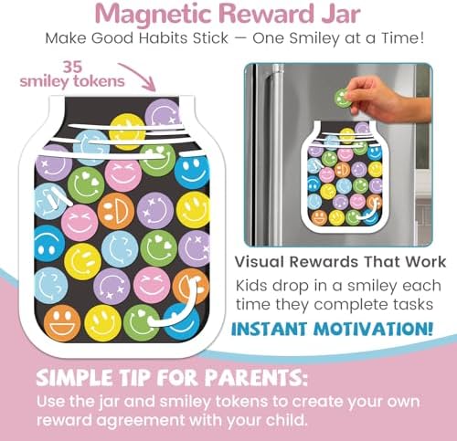 JJPRO Magnetic Bedtime/Morning/Daily Reward Routine Chart for Kids with Reward Jar-Bedtime Routine Chart,Reward Jar for Kids,Daily Checklist Reward Chart for Toddlers,Visual Schedule Board -Unicorn - Image 3