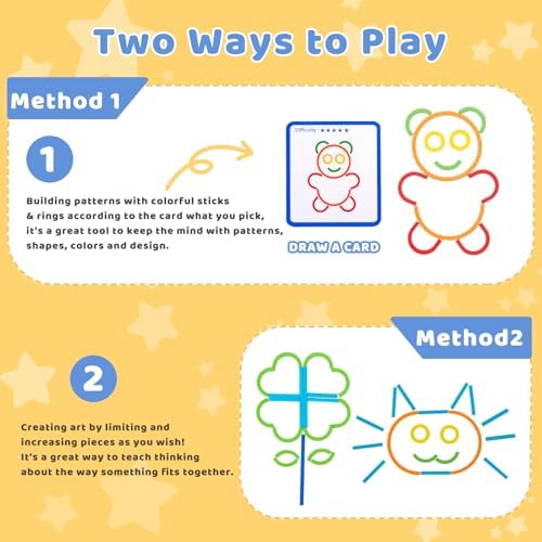 142pcs Wooden Pattern Blocks Montessori Smart Sticks Wooden Tangram Puzzle STEM Toy Activities Preschool Brain Teaser Montessori Toys Gift for 3 4 5 Years Old Kids Boys Girls - Image 3