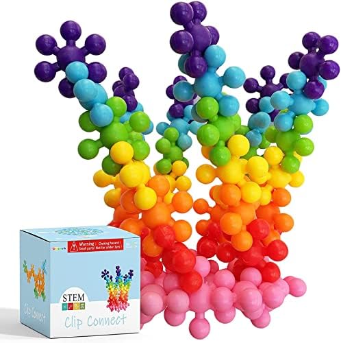 Clip Connect 100 Pieces | Diameter 1.5", Interlocking Solid Plastic Building Blocks Set Early STEM Educational Toy for Preschool Kids Boys and Girls, Promotes Fine Motor Skills & Sensory Development by Chichalk