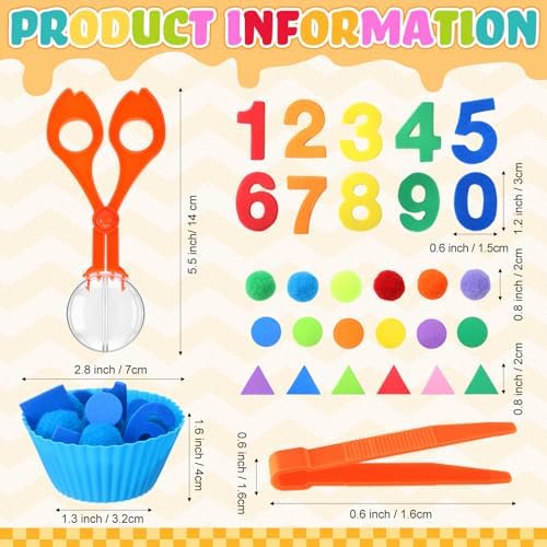 Blosssound 550 Pcs Fine Motor Toys for Kids Tweezers Pom Poms Counting - Image 2