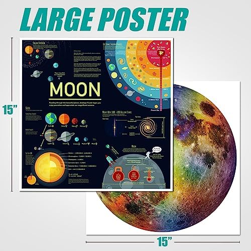 ANTELOPE Rainbow Moon 1000 Piece Jigsaw Puzzle for Adults, Space Theme, Paperboard, Round Puzzle, High Resolution, Matte Finish, No Dust, Includes Poster, 26.5 inches - Image 3