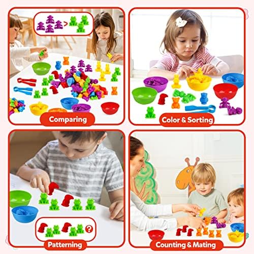 RAEQKS Counting Sorting Toys Matching Stacking Toys with Bowls Preschool Learning Activities for Math Montessori Fine Motor Skills Sensory Animals Toy Sets Gift for Kids Boy Girl Aged 3+ Year - Image 6