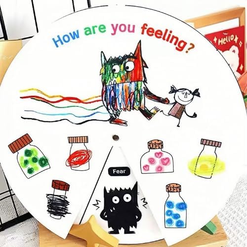 Felt Monster Emotion Wheel for Kids, Interactive Feelings Chart, Social Emotional Learning Tool for Parent-Child Communication & Classroom Activities by ShaoAngDuoMi