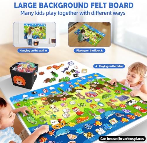 SKOLESK 204Pcs Animals Felt Busy Board Story Set with Storage Bag Preschool Large Wall Storyboard Forest Themed Early Learning Interactive Play Kit Wall Hanging Gift for Toddlers Kids 40 X 28 Inch - Image 4