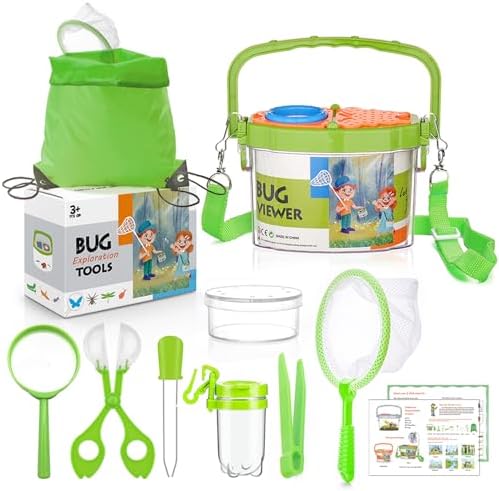 Bug Catcher for Kids - Outdoor Insect Catching Kit with Butterfly Net, Bug Box, and Storage Bag - Non-Toxic Educational Toys for Nature Exploration, for Boys & Girls Ages 3-12 by GIFTRRTOY