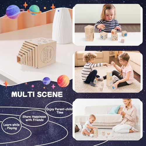 Adena Montessori Solar System Nesting Blocks, 8-Piece Wooden Set, Ages 3+ - Image 6
