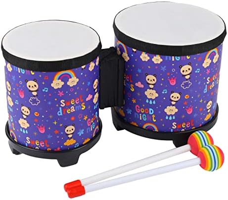 Kids Bongo Floor Tom Drum Set: 5-6 Inch Baby Wooden Music Drums Percussion by Musfunny