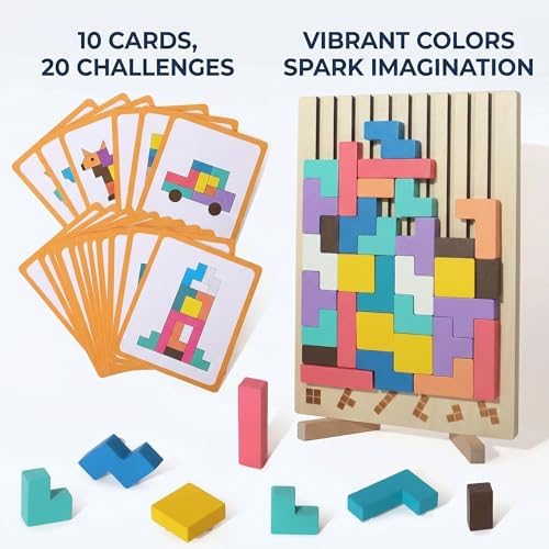 Wooden Stacking Puzzle Toy,Wooden Montessori Russian Blocks Puzzle -3D Stacking Toy for 3-6 Year,Educational Gifts for Boys and Girls. - Image 3