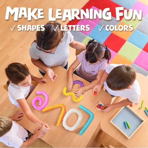 BUNMO Pop Tubes - Sensory Toys - Toddler Toys - Imaginative Play & Stimulating Creative Learning - Hours of Fun for Kids - Tons of Ways to Play - Non-Mouthable Toy 3+ - 6 Pack Medium - Image 4