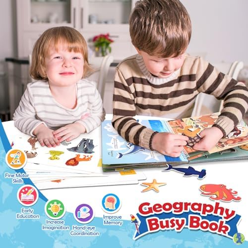 Toys for 3-8, Geography Busy Book Sensory Toys for Boys 3-6 Educational Toy for Kids Boy 4-9 Preschool Learning Activities Homeschool Birthday Gift for Girls and Boys Ages 5-7 - Image 2