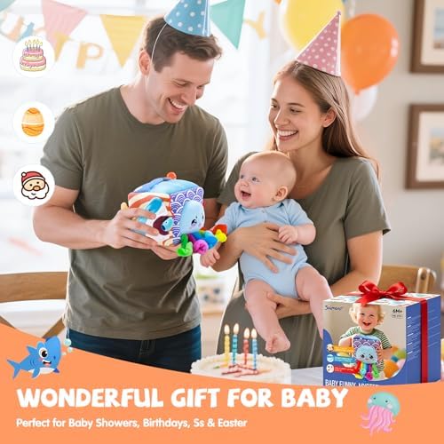 Baby Toys 6-12 Months, Montessori Sensory Toys with 5 Plush Sea Animals - Image 2