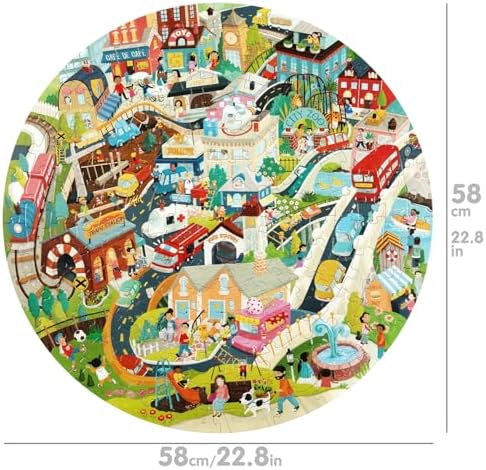 boppi Round 150 Piece Jigsaw Puzzle for Kids Aged 5-8 | Educational City Life Puzzle with Buildings, Vehicles & People | Eco-Friendly Recycled Cardboard - Image 2