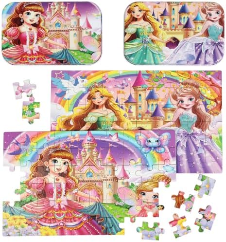 Puzzles for Kids Ages 4-8, 60 Pieces Puzzles for Kids Ages 3-5 in a Metal Box Girls and Boys Learning Educational Jigsaw Puzzle Toys Gifts by Unknown