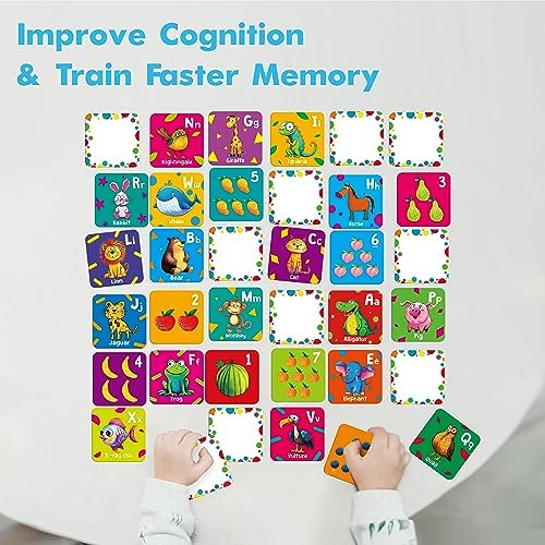 Hebayy 72 PCS Memory Matching Game, Alphabet & Numbers Matching Cards for Toddlers 36 Pairs Memory Cards for Preschool 4 5 6 Years Old - Image 5