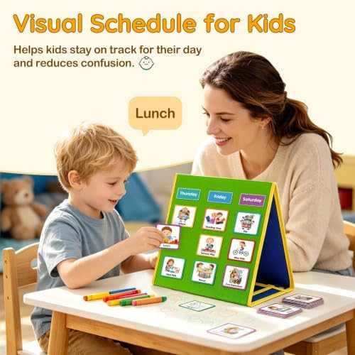 Large Visual Schedule for Kids Chore Reward Chart,Bedtime Routine Chart for Toddlers,Double Side Weekly Planner Board With 109 Cards for Home School Planner,Autism Learning Materials. - Image 2