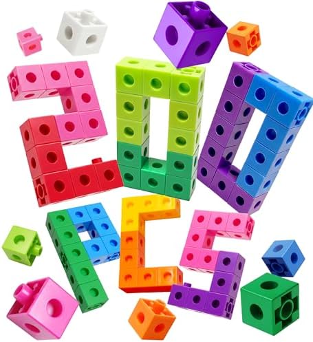 Dotimo Math Linking Cubes, Set of 200 Math Cubes Manipulative Connecting and Counting Snap Blocks for Early Math and Construction, Educational Toy for Preschool, Kindergarten, Homeschool (200-Cubes) by Dotimo