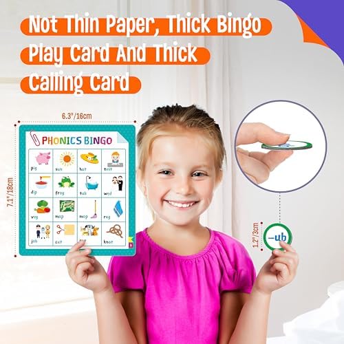 Alphabet & Phonics Bingo Game, 12 Bingo Boards ABC Letters, CVC Blends Words Phonetic Game, Letters Phonetic Awareness Early Educational Learning Toys - Ages 4 and up, Perfect for Classroom & At Home - Image 3