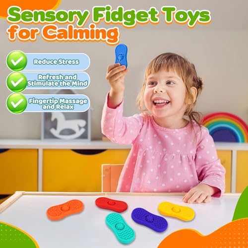 Sensory Fidget Toys for Kids 6 Pack Silicone Worry Stones for Autism ADHD Calming Down Quiet Figette Classroom Must Have Stress Toy for Anxiety Relief Office Desk Toy Set Easter Basket Stuffer Gift - Image 4