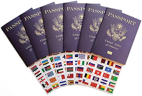 SJPRINTER Kids Passports - Little passports for kids - Travel scrapbook - Set with travel stickers world flags - party favors, airplane toy, journal notebooks, geography, classroom social study by SJPRINTER