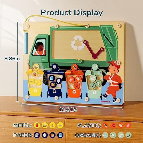TOP BRIGHT Trash Truck Magnetic Maze Toy, Montessori Toys for 3 Year Old - Image 3