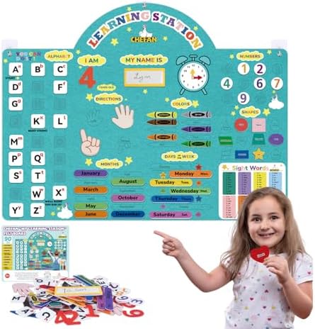 CHEFAN Alphabets Letters and Numbers Felt Board Pieces, 36 * 27 inches, Toddlers ABC Learning Toys, Uppercase Lowercase, Classroom Educational Learning Play Kit Wall Hanging Gift for 3 Years + by CHEFAN