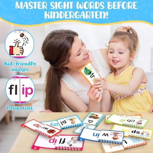 YOTOY Phonics Flash Cards Flip Books, Kindergarten Sight Word - Image 4