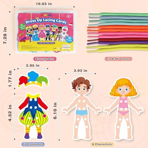 18PCS Dress Up Lacing Card | Girl Montessori Toys Sewing Kits for Kids - Image 7
