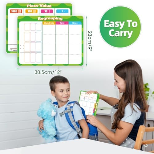 12 PCS Place Value Chart Dry Erase Flash Cards Math Manipulatives - Image 7