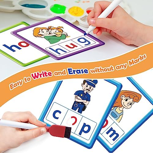 Torlam CVC Word games Phonics Games Sight Words Flash Cards, Spelling Reading Learning Flashcards, Speech Therapy Toy Preschool Kindergarten Classroom Learning Activities Must Have Homeschool Supplies - Image 4