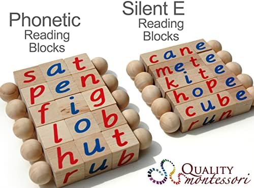 Phonetic and Silent E Wooden Reading Block Sets - Preschool, Kindergarten, Homeschool Language Learning Toys -10 Rods Total - Image 2