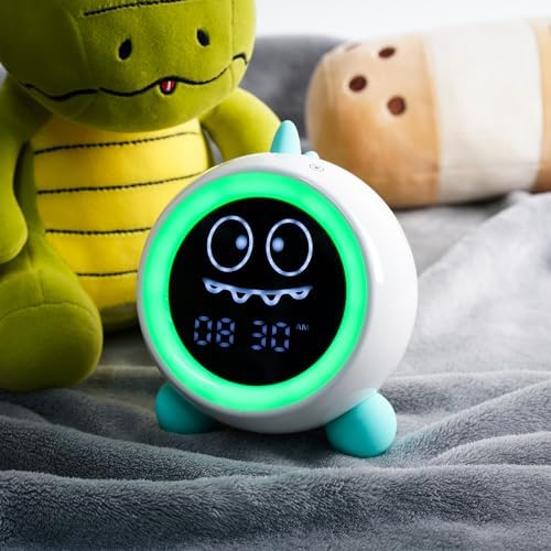 Kids Alarm Clock, Toddler Sleep Training Clock with Night Lights, Sound Machine, Time to Wake Dinosaur Alarm Clock for Children, Gift Ideas for Kids Toddler Boy Girl (Green) - Image 5