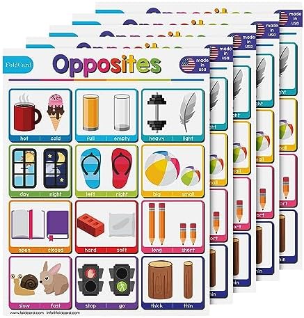 FoldCard Opposites Chart Educational Poster 8.5x11 5pk by FoldCard