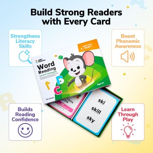 ABCmouse Word Reading Flashcards for Kids Ages 5 to 7, Kindergarten and Grade 1, 44 Flash Cards to Learn to Read with Beginning Blends, Digraphs, Advanced Word Families, Level 2: Emerging Series - Image 2